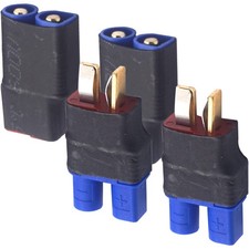 Vgoohobby 2Pairs EC3 Plug to T Style Male Female Connector Adapter Black