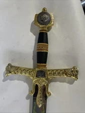 Hand Forged Gold King Solomon Crusader Sword Star of David Pommel Double Edge48"