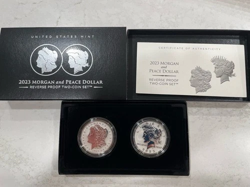 2023 Morgan and Peace Dollar Reverse Proof Two-Coin Set in OGP with COA