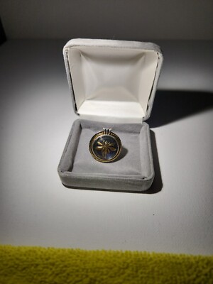 Amy Khan Russell Dragonfly Button Ring Gols Plated Accents .925 Size 5