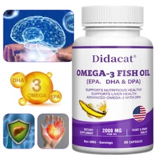 Omega 3 Fish Oil Capsules 3x Strength 2000mg EPA & DHA, Highest Potency