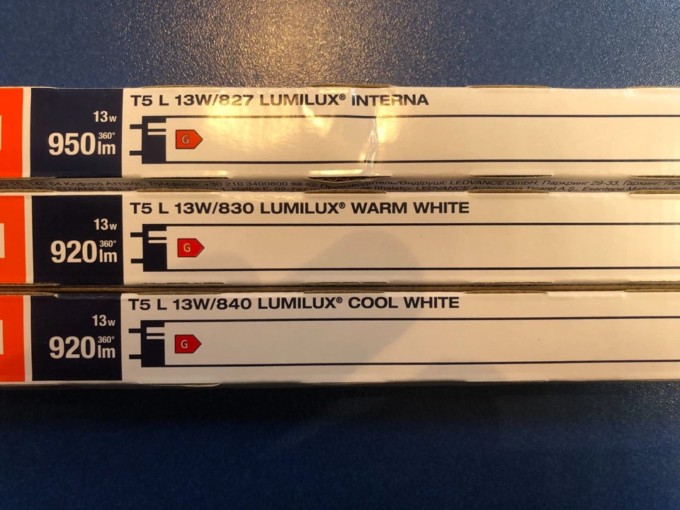 Osram fluorescent lamp tube T5 13W 827/830/840 16x517mm warm and cool white New - Image 2 of 2