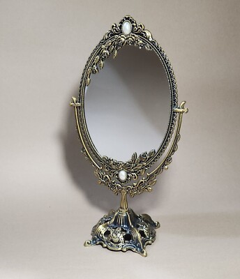 Oval Ornate Freestanding Vanity Mirror Retro Vintage Antique Style Large Size