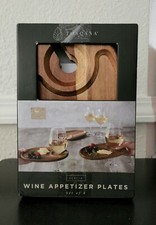 Picnic Time Acacia Figured Wine Serving Board Set