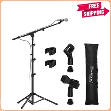 Kasonic Microphone Stand, Heavy Duty Adjustable Collapsible Tripod Boom Mic with