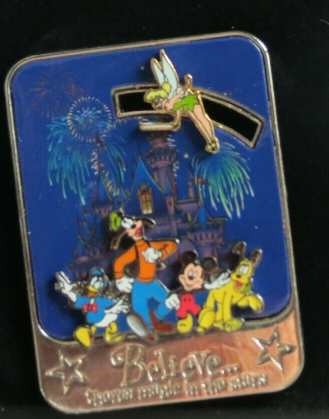 DISNEY DLR BELIEVE THERE'S MAGIC IN STARS TINKER BELL CASTLE SLIDER MICKEY PIN