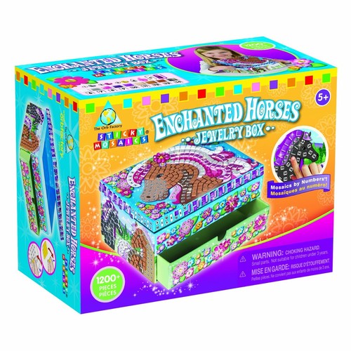 New Orb Factory Stickey Mosiacs Enchanted Horses Jewelry Box Craft Kit Ages 5 + - 第 1/2 張圖片