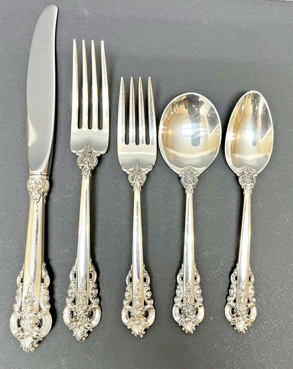ONE Wallace 5 Pc Place Setting Grande Baroque Sterling Silver No
