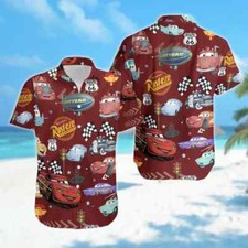 Lightning McQueen Hawaiian Button Down Shirt Unisex Adults S-5XL