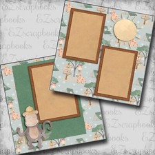 Little Safari Monkey - 2 Premade Scrapbook Pages - EZ Layout 6724