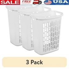 3 Pack Rectangular Open Hamper Plastic Laundry Basket W/ Ventilation Handles New
