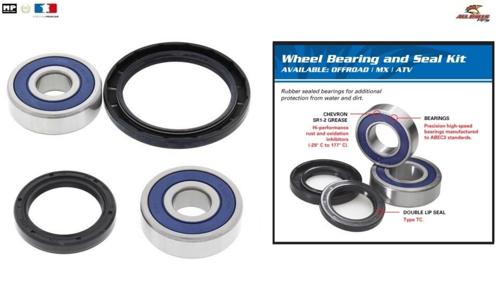 Roulement de roue avant 25-1585 kit de réparation moyeu Triumph Tiger 900 95 96 97 98 99 00