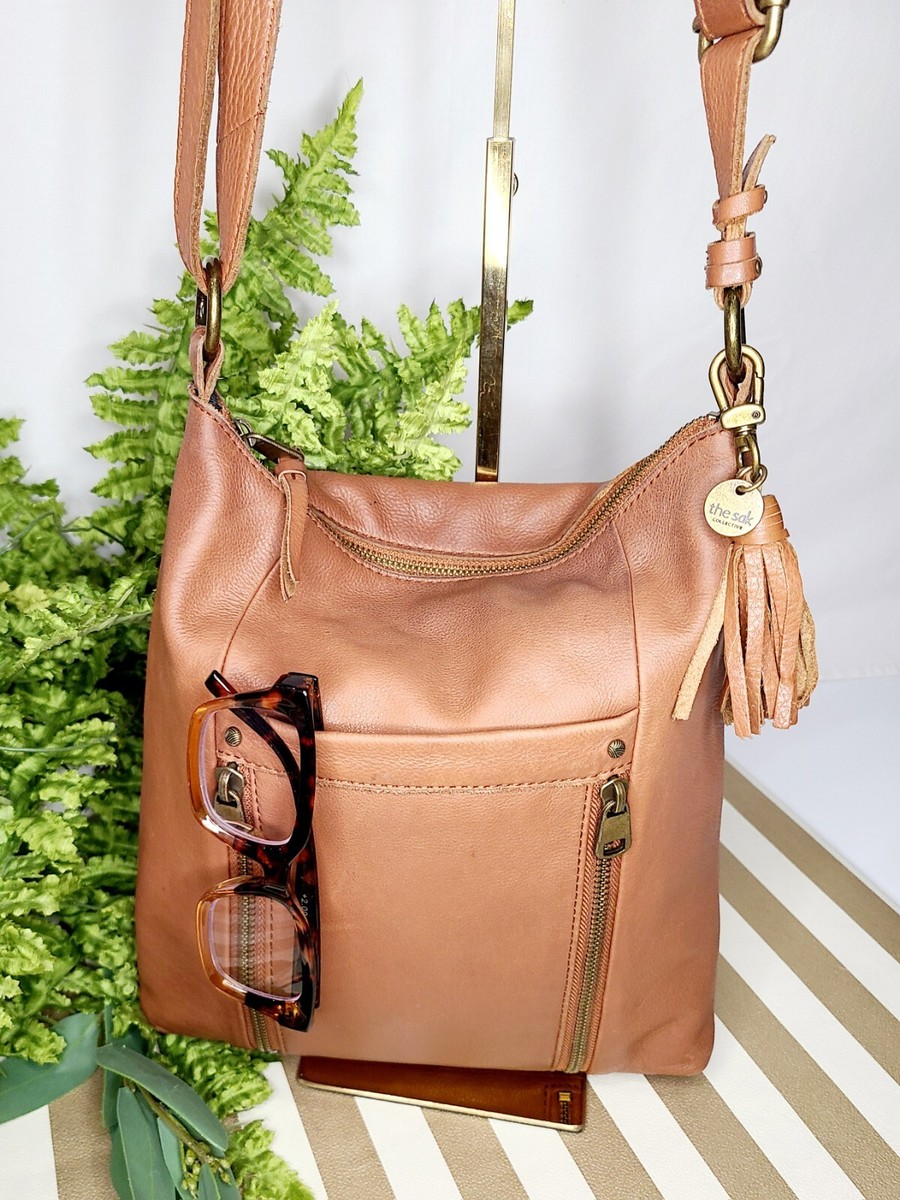 The Sak Ladera Womens Aubergine Leather Hobo/crossbody Purse/Bag