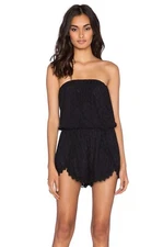FREE PEOPLE Black Lace Tahlia Strapless Romper S Small Removable Straps