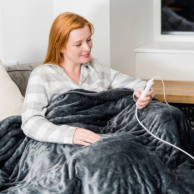 Hillington+Heated+Electric+Throw+Over+Blanket+in+Warm+Grey for sale online  | eBay