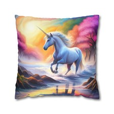 Fantasy Unicorn Faux Suede Square Pillow Case