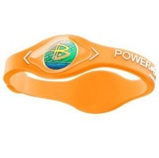 Authentic Power Balance Silicone Wristband - Neon Orange/White - Small