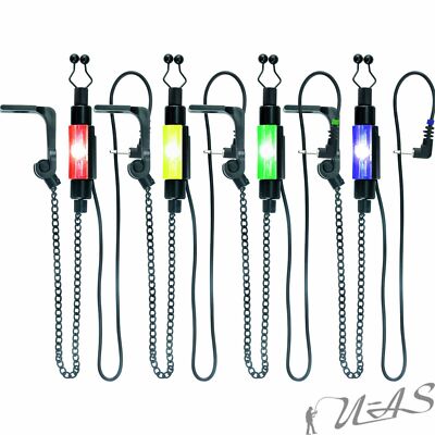 Delta Fishing Spar Set 4x Led Biss Anzeiger Bite Indicator Hänger Kette Kva