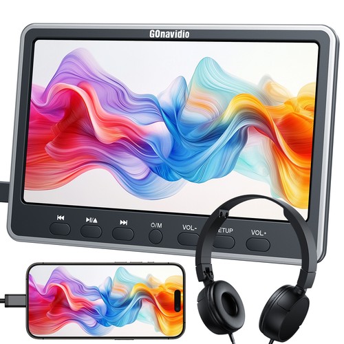 12" IPS Screen Car Headrest DVD Player for Kids Sync Screen USB HDMI w/Headset - Picture 2 of 12