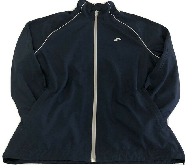 Nike Windbreaker Active Jacket Mens Large Lined Full Zip Vented Navy