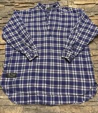 The Vermont Country Store One Size Unisex Night Shirt Blue Flannel Small Flaw