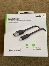 Belkin BoostCharge USB-A with Lightning Connector MFi Certified 10ft Black FS