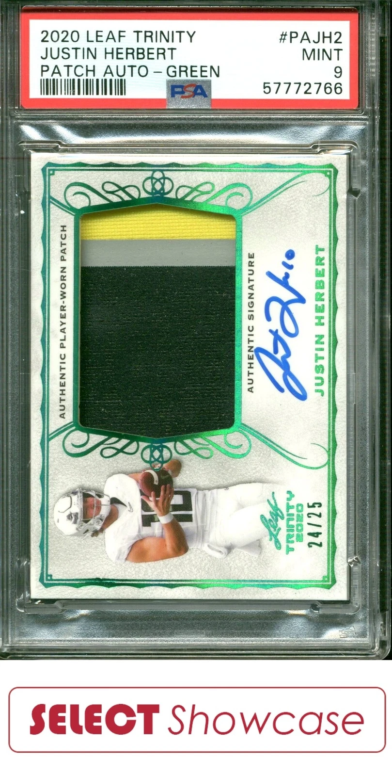 Justin Herbert Leaf Trinity Patch Auto #PAJH2 Green