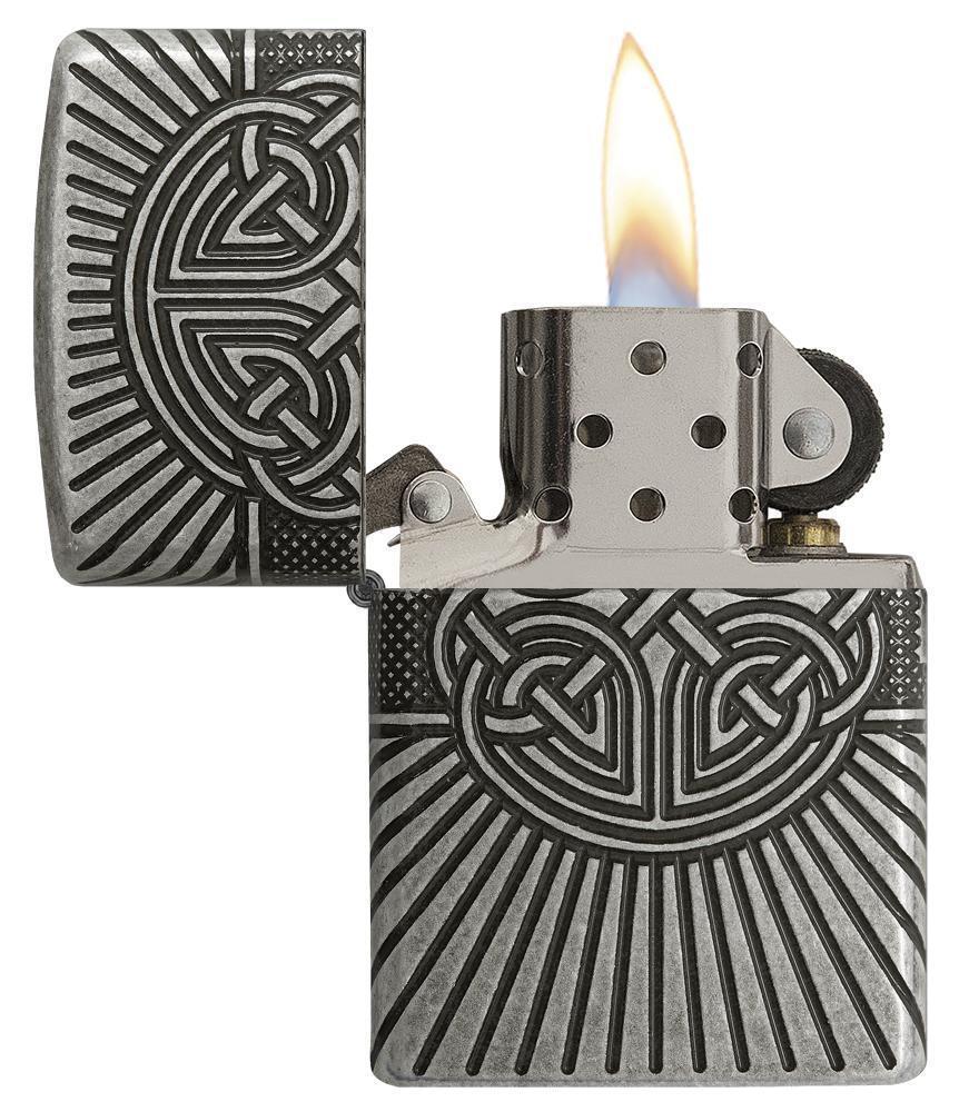 Zippo Windproof Armor Celtic Cross Lighter, All Sides Zippo Windproof Armor Celtic Cross Lighter, All Sides