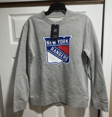 NEW Fanatics Ash New York Rangers Primary Logo Pullover Sweatshirt CREWNECK SZ M