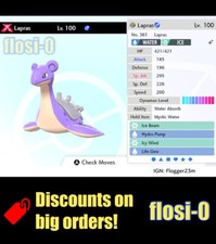 6IV Ultra Lapras Gigantamax Pokemon Sword and Shield (Square Shiny)