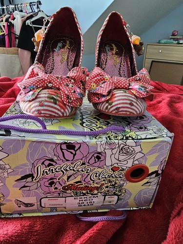 Irregular Choice Zapatos Trinkletina Rojo Perspex Tacón Zapatos Talla 5 38 UK - Imagen 2 de 8