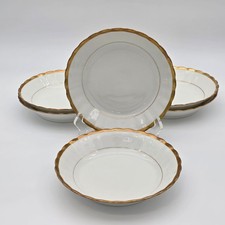 Vintage Elite Works Limoges France Coupe Soup Bowls Set 6 Gold Scallop Rim