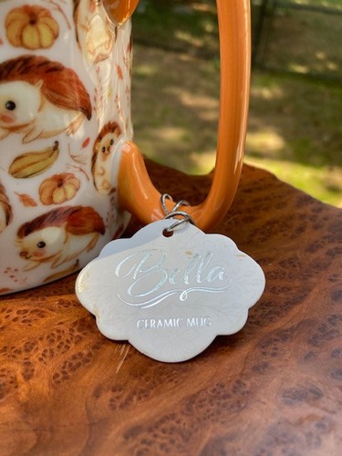 Hedgehog by 10 Strawberry Street Dimpled Bella Mug Gift Tag Orange Pumpkin Fall - Picture 2 of 8