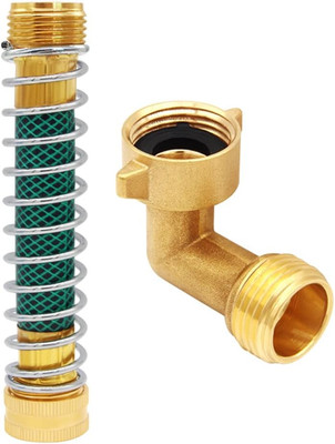 Brass 3/4'' GHT Thread 5.5 Inches Length Garden Hose Extension Protector and 90° 