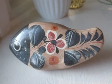 Vintage Fish Tonala Mexican Folk Art Clay Pottery Fish Hand Painted 7"