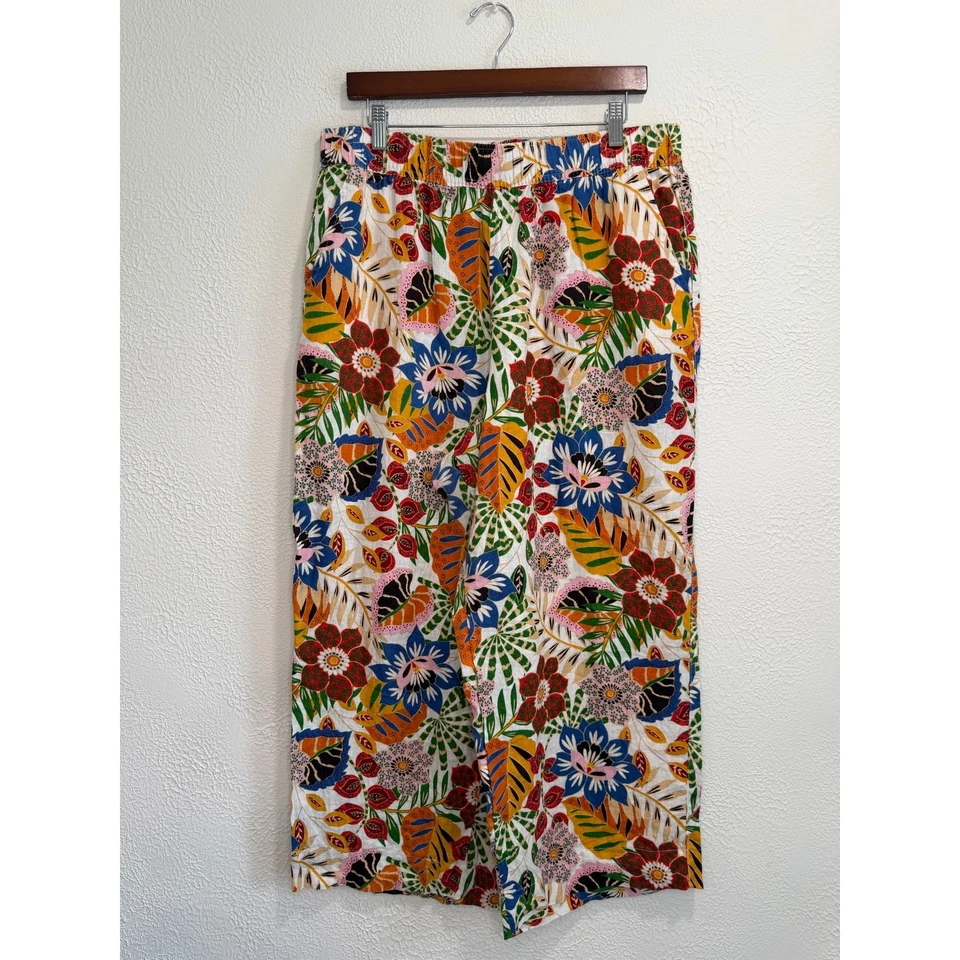 C&C California 100% Linen Wide Leg Floral Tropical Pants Size XL - Image 1 of 4
