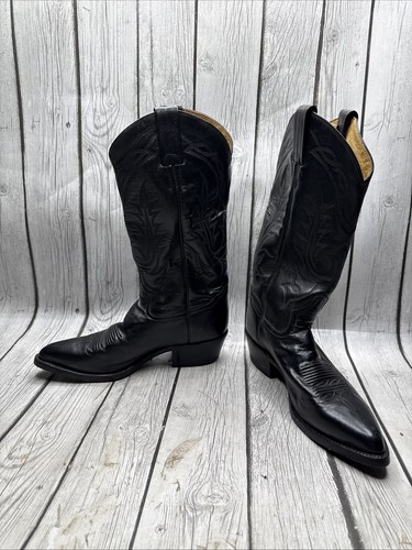 Stivali da cowboy vintage Tony Lama El Paso etichetta nera western pelle di vitello 2995 (7) - Foto 5 di 20