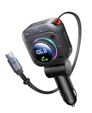 72W Bluetooth 5.4 FM Transmitter Car Adapter with Extendable Charging Cable