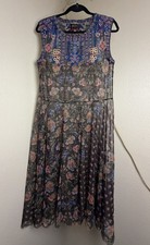 Johnny Was Mier Mesh Dress Sleeveless Floral Embroidered Vacation Light Nylon
