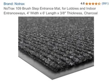 Notrax 109 Brush Step Carpeted Entrance Mat for Home, Office, 4' X 6', Charcoal
