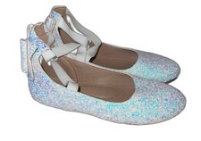 NEW GLITTER BALLET FLAT SHOES BOW BACK