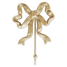 Single Bow Hook 5x7.3 Inch Antique Gold Cast Iron Wall Decor Hanging Mount
