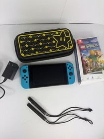Nintendo Switch Console Black Blue Wi-Fi + Lego Worlds + Case