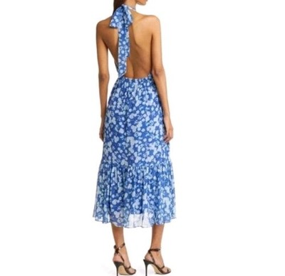 chelsea28 open back dress Chelsea28 Navy Sapphire Patchwork Ruffle Open