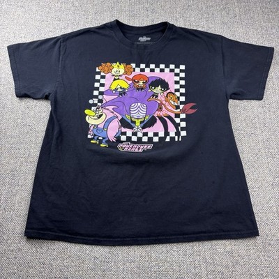 Power Puff Girls Shirt Adult Size Large Black Graphic Tee Cartoon Network