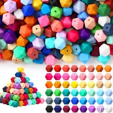 Hexagon Silicone Beads 144 Pcs in 48 Colors for DIY Keychain Making