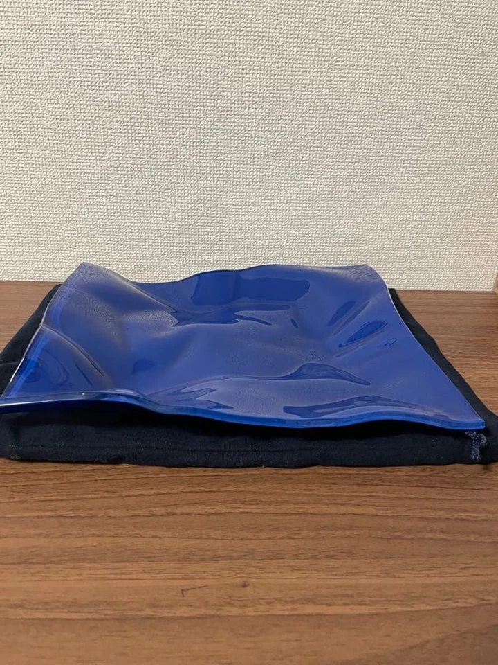 Bandeja de vidrio Georg Jensen Verner Panton pintura azul hecha a mano 10,6 x 12,5 pulgadas Foto 4 de 4