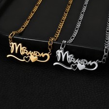 Custom Personaliz Stainless Steel Jewelry Frosted Heart Name Necklace Jewelry