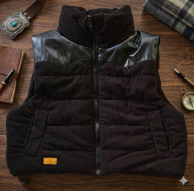 Simply Southern Women s Black Corduroy Puffy Vest Full Zip Layering Size M Cozy