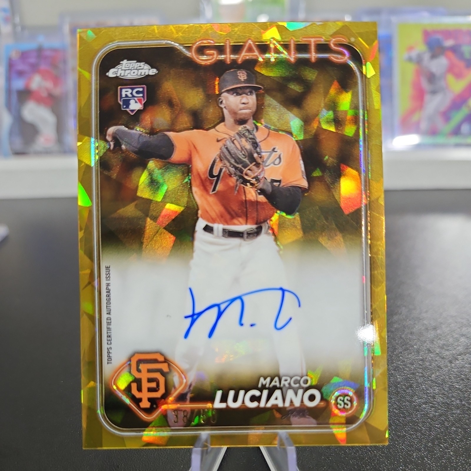 2024 Topps Chrome Sapphire Marco Luciano Auto RC Gold Refractor #/50